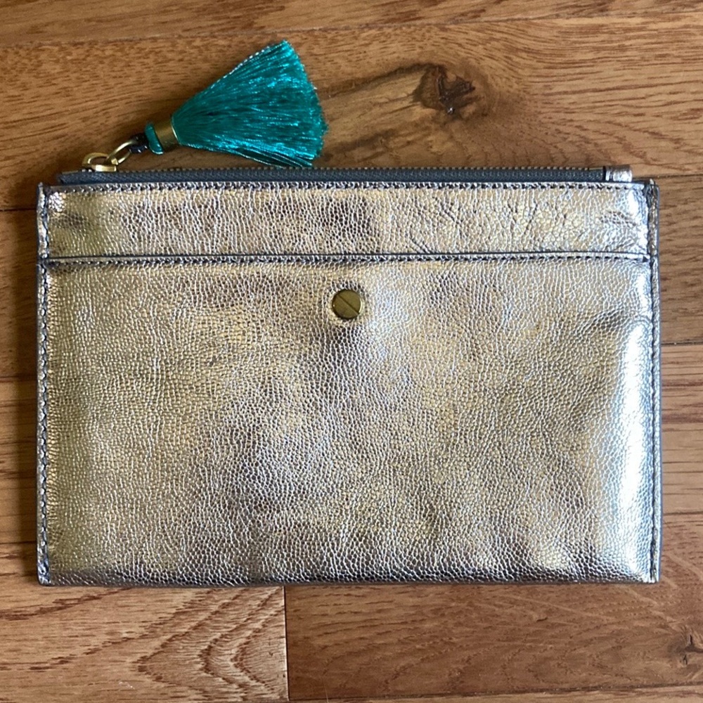 J. Crew Leather Zip Pouch Wallet Clutch